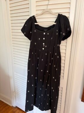 Madewell Black Embroidered Crewneck Top